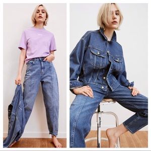 Lee x H&M High Rise Seamed Baggy 90s Style Tapered Jeans
